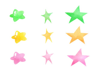 水彩風のかわいい星のイラスト素材