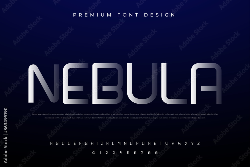 Wall mural minimalist sci fi alphabet font with modern and abstract style use for logo and brand