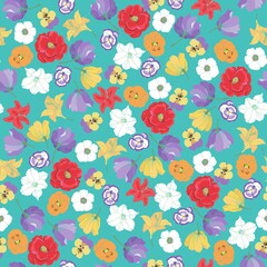 Seamless vector pattern with small multicolored flowers. Prinе for fabric ditsy.