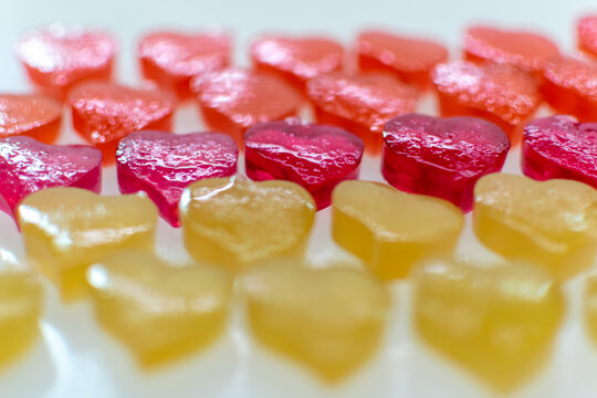 Colorful Heart form Jelly on the white floor