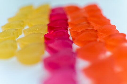 Colorful Heart form Jelly on the white floor