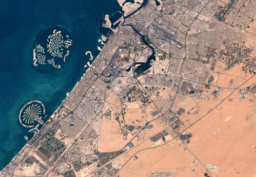 Satellite image of Dubai