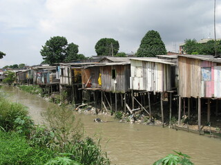 Shanty town in Manaus Amazonia, Brazil - A favela is a specifically portuguese word for a shanty...