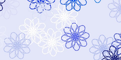 Light BLUE vector doodle texture with flowers.