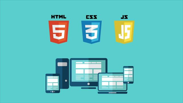 Web technology shields. HTML , CSS, Javascript. Web site development icons.