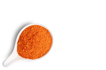 Turmeric powder  isolated on white background. Indian spice, healthy seasoning ingredient. Medicine herbal plant concept. 