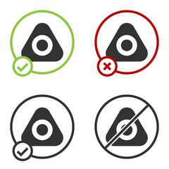 Black Sewing chalk icon isolated on white background. Circle button. Vector Illustration.