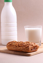 fresh baked bakery products and milk
