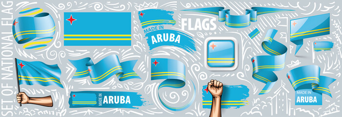 Vector set of the national flag of Aruba in various creative designs