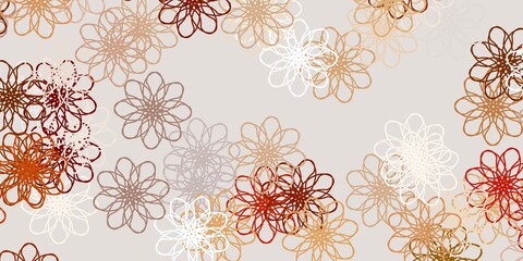 Light Green, Yellow vector doodle texture with flowers.