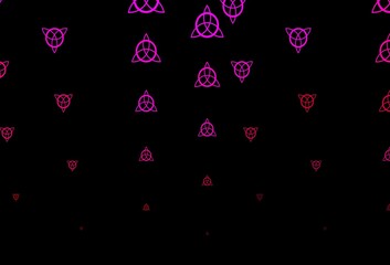 Dark Pink vector background with occult symbols.