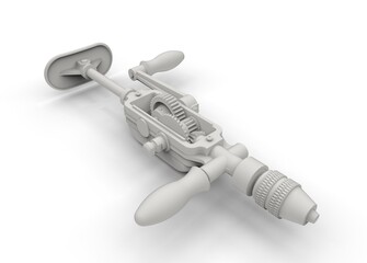 3D rendering manual drill vintage