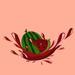 Splash of watermelon juice . icon vector illustration.