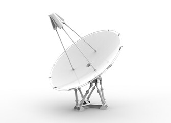 Parabolic antenna 3D rendering white 