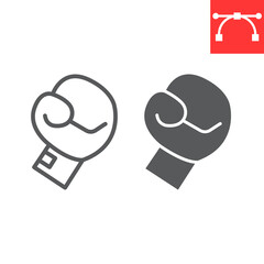 Boxing glove line and glyph icon, fitness and sport, boxing sign vector graphics, editable stroke linear icon, eps 10.