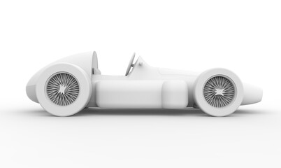 3D racing Vintage Car White Rendering llustration