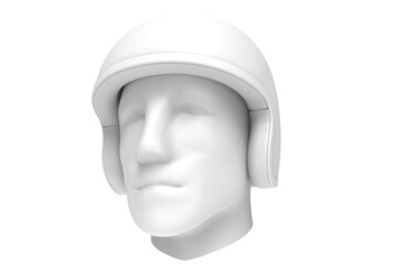 3D Helmet rendering white with face