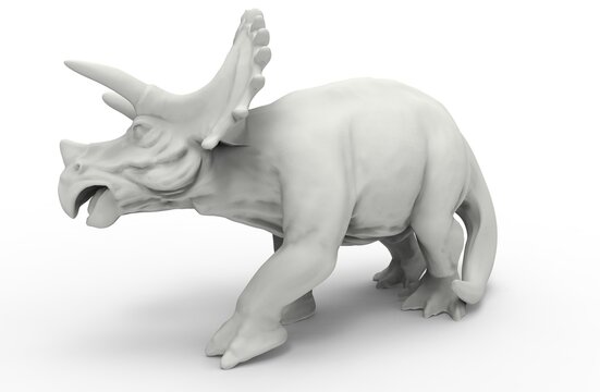 Triceratops dinosaur 3D white rendering