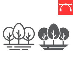 Forest line and glyph icon, nature and ecology, tree sign vector graphics, editable stroke linear icon, eps 10.