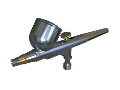 Mini Piant Air Brush Chromed 3D Rendering