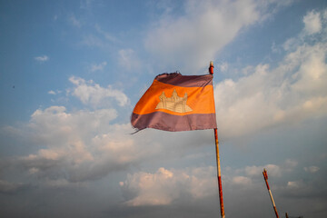 Cambodian flag and clouds in beautiful sky