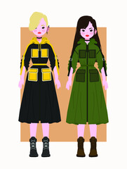 Girl Vector Illustration. Beautiful And Cool Girl Illustration. Stylish Girls.