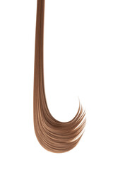 Brown hair isolated on white background. Long ponytail
