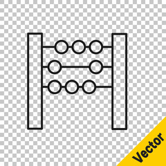 Black line Abacus icon isolated on transparent background. Traditional counting frame. Education sign. Mathematics school. Vector Illustration.