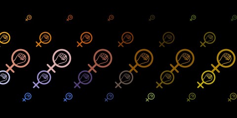 Dark Blue, Yellow vector backdrop with woman's power symbols.