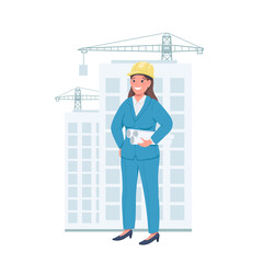 Fototapeta premium Woman architect flat color vector detailed character