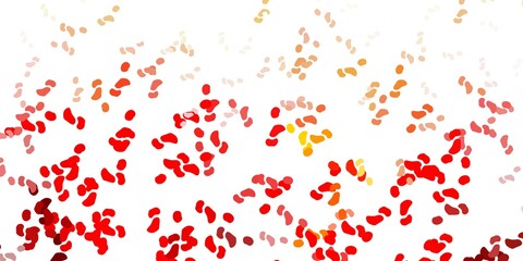 Light red, yellow vector backdrop with chaotic shapes.
