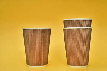 Paper cup. Recycling. Eco-friendly disposable tableware. Eco dishes