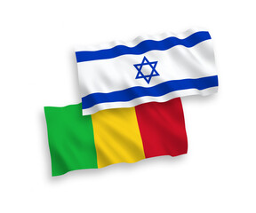Flags of Mali and Israel on a white background
