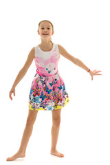 Cute Smiling Girl Standing and Looking at the Camera