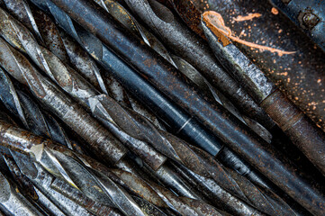 iron old and rusty drill texture close up