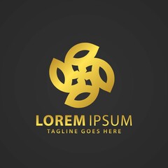 3d Golden Leaf Spinning Logos Design Vector Illustration Template Stock Premium