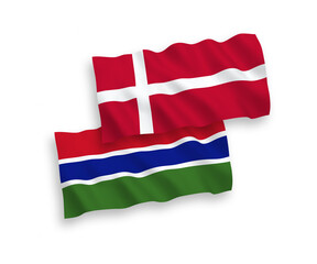 Flags of Denmark and Republic of Gambia on a white background
