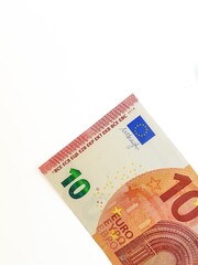 Paper money euro on a white background.