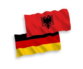 Flags of Albania and Germany on a white background