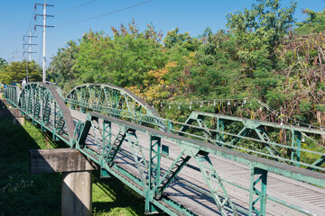 Fototapeta premium Pai Historical Bridge (Pai Memorial Bridge) in Pai, Mae Hong Son Province, Thailand. The memorial bridge was constructed in 1942 during World War II.