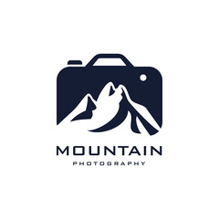Mountain Photo Logo Vector Icon Design