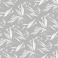 Naklejka na ściany i meble Grass Seamless Pattern. Hand Drawn Floral Background.