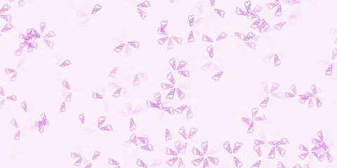 Light pink vector abstract background with leaves.