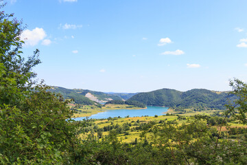 Beautiful nature landscape view, summer day, fresh air, amazing blue sky with clouds