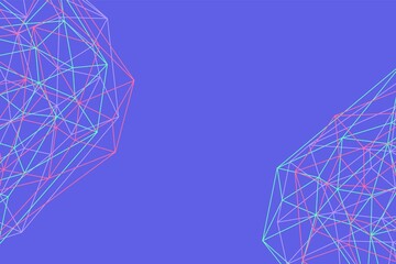 Abstract blue polygonal background with thin lite blue, pink lines.Blue horizontal background with a geometric pattern.Wallpaper for the site, covers of notebooks, books, magazines.Stock vector