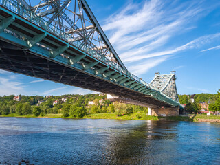 Loschwitz Bridge, Dresden, Saxony, Germany - The Loschwitz Bridge "Blaues Wunder" in Blasewitz, Dresden, Saxony, Germany.