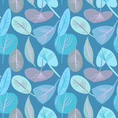 Stylized Leaves Seamless Pattern. Decorative Background.