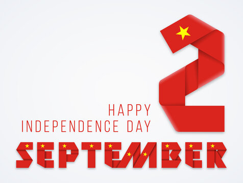 September 2, Vietnam National Day congratulatory design with Vietnamese flag elements. Vector illustration.