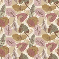 Naklejka premium Stylized Leaves Seamless Pattern. Decorative Background.