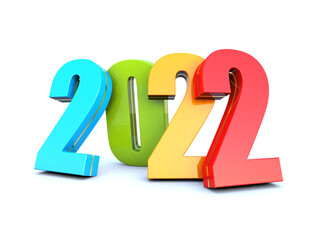 Happy New Year 2022 colored calendar background series 3D render	
